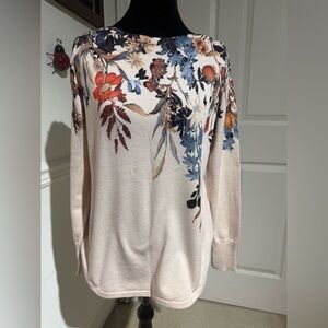 Chico s Floral Print Women's Top - Cream and Multicolor